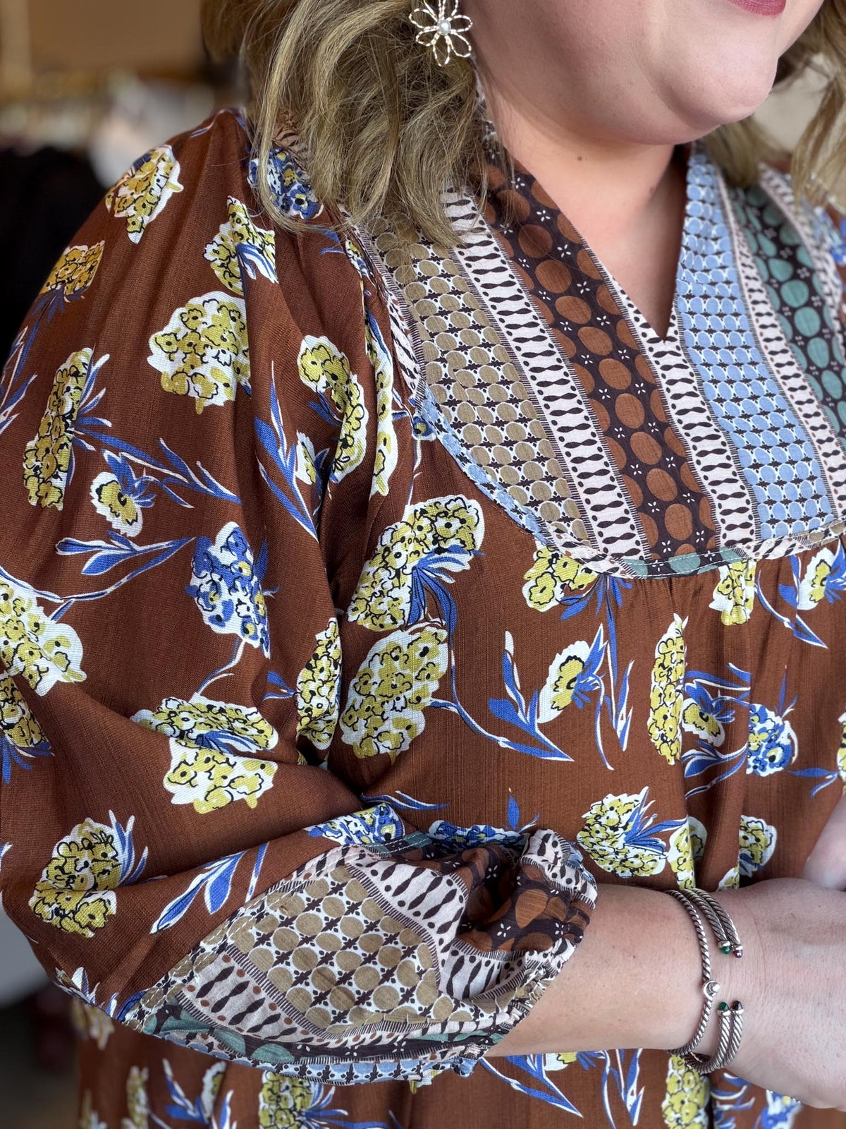 Eclectic Autumn Curvy Sepia Mini Dress