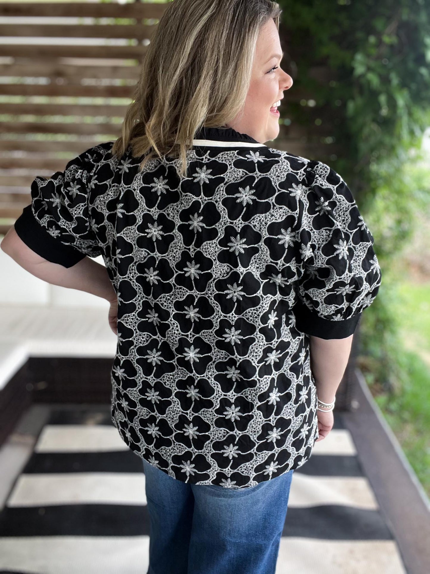 Edge of Elegance Plus-Size Embroidered Floral Top