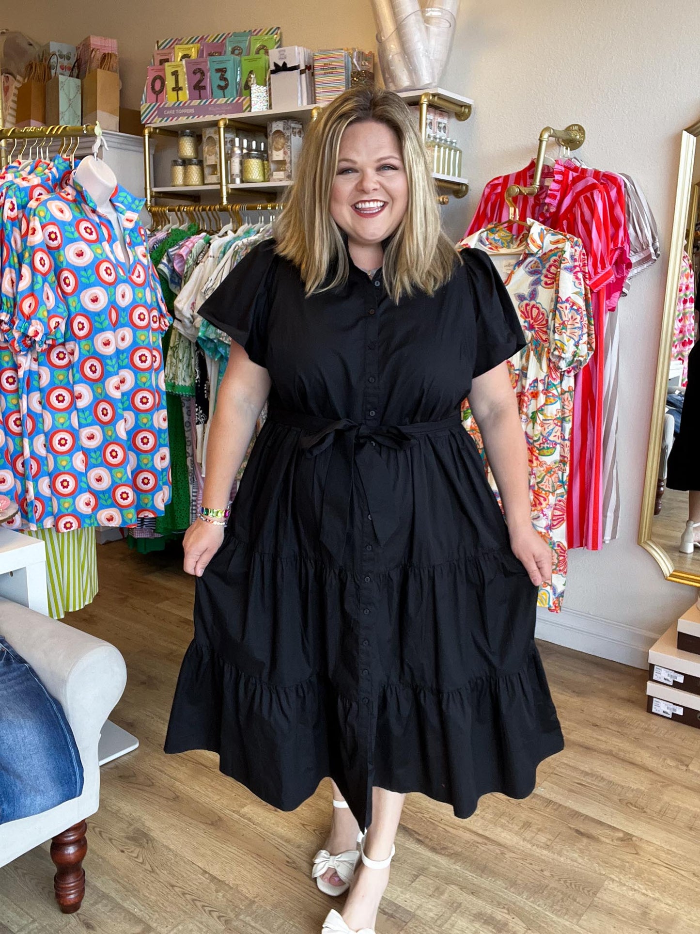 Effortlessly Invited Plus-Size Black Midi Dress