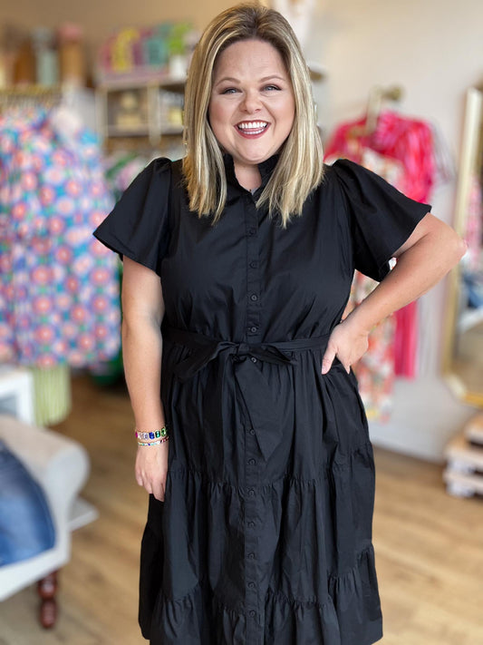Effortlessly Invited Plus-Size Black Midi Dress