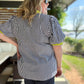 Electric Edge Curvy Navy Stripe Top