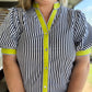 Electric Edge Curvy Navy Stripe Top
