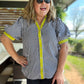 Electric Edge Curvy Navy Stripe Top