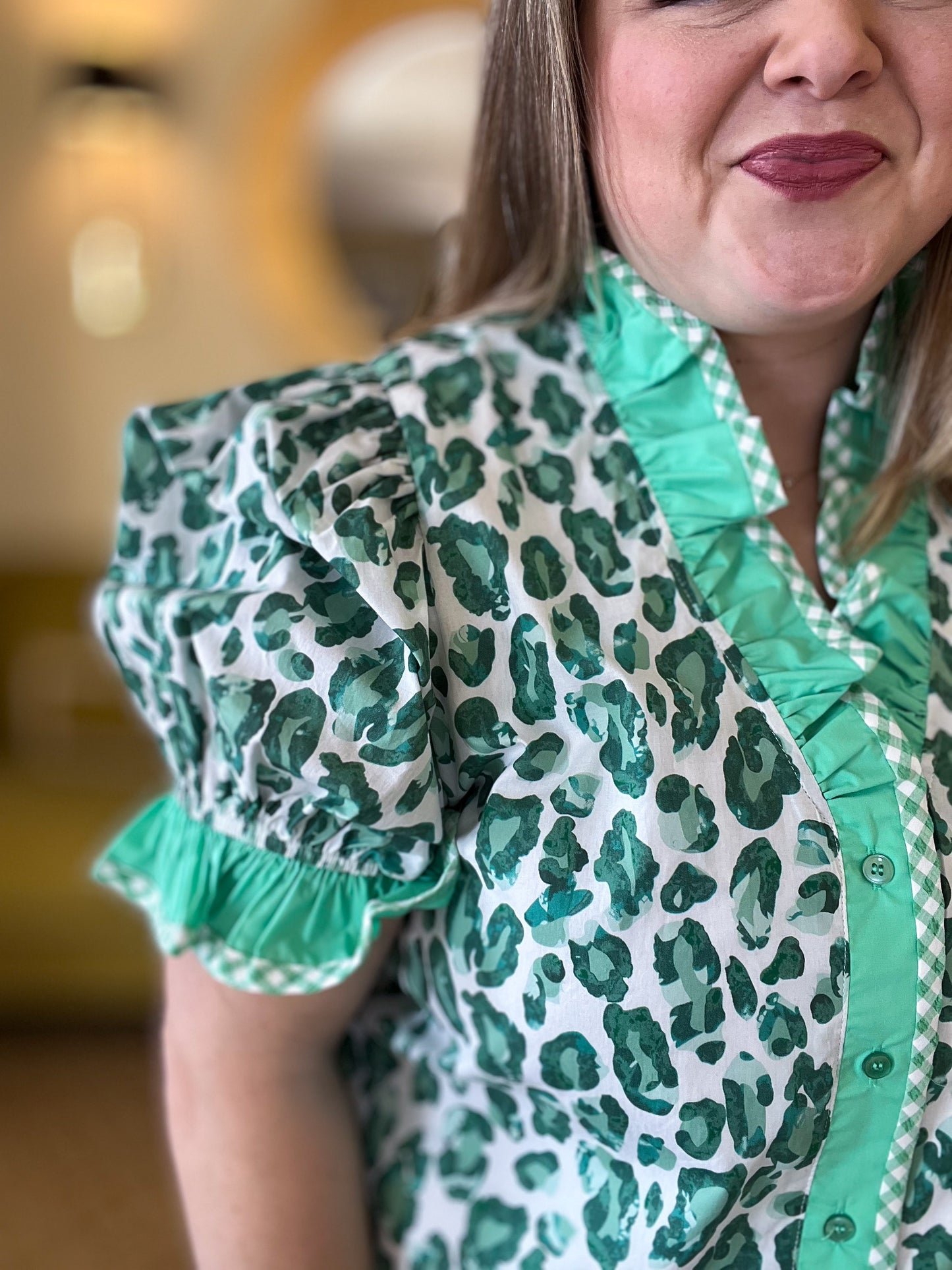 Emerald Instinct Curvy Green Leopard Top