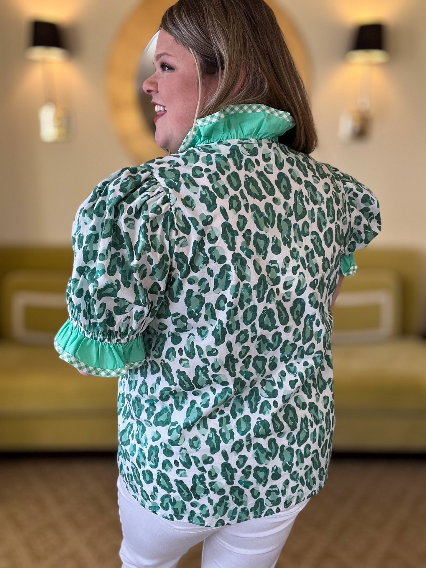Emerald Instinct Curvy Green Leopard Top