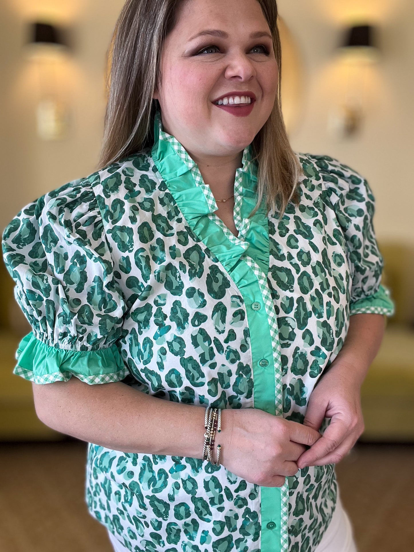 Emerald Instinct Curvy Green Leopard Top