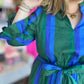 Emeralds & Sapphires Plus-Size Stripe Midi Dress