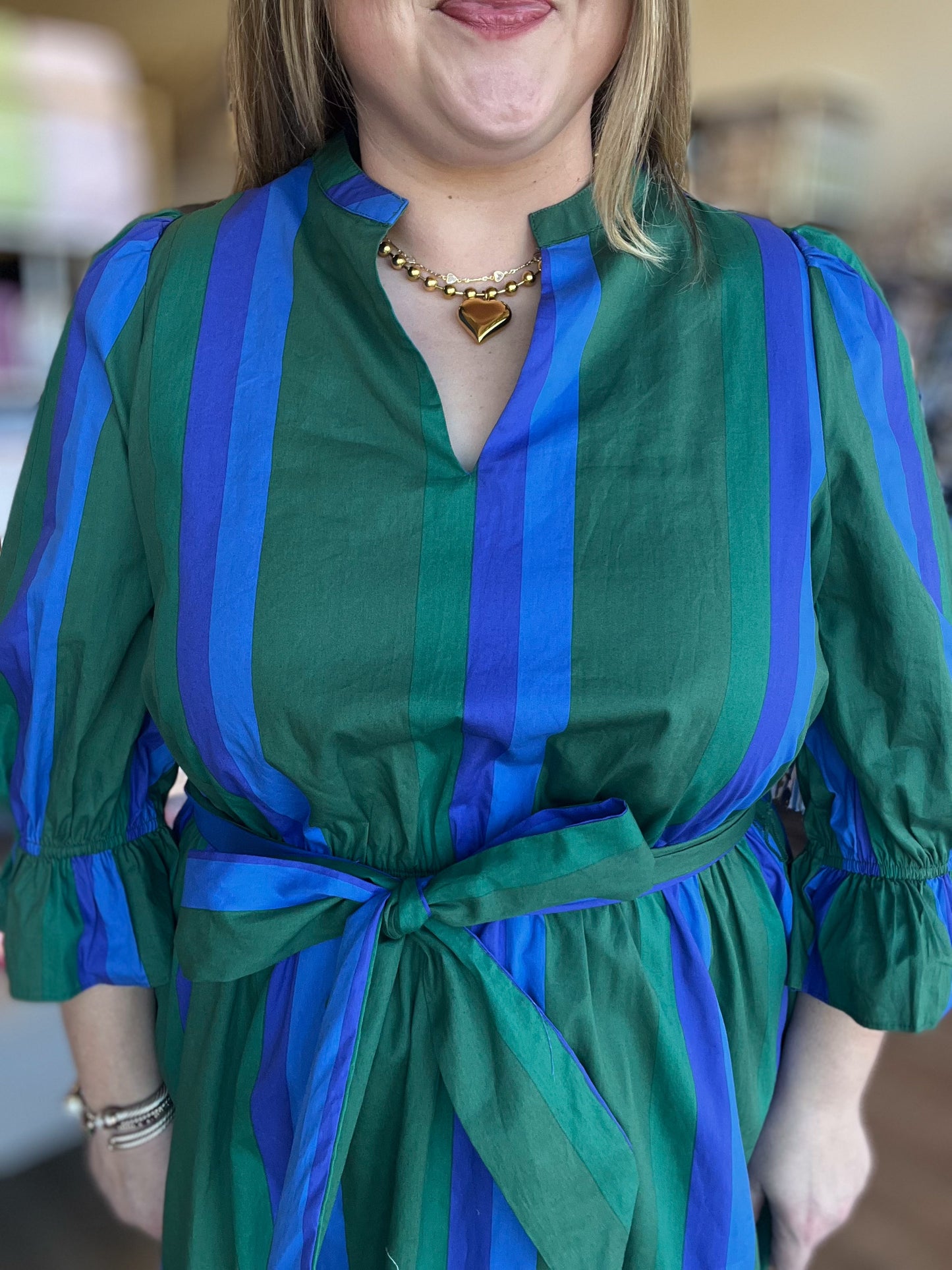 Emeralds & Sapphires Plus-Size Stripe Midi Dress