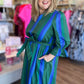 Emeralds & Sapphires Plus-Size Stripe Midi Dress