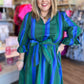 Emeralds & Sapphires Plus-Size Stripe Midi Dress