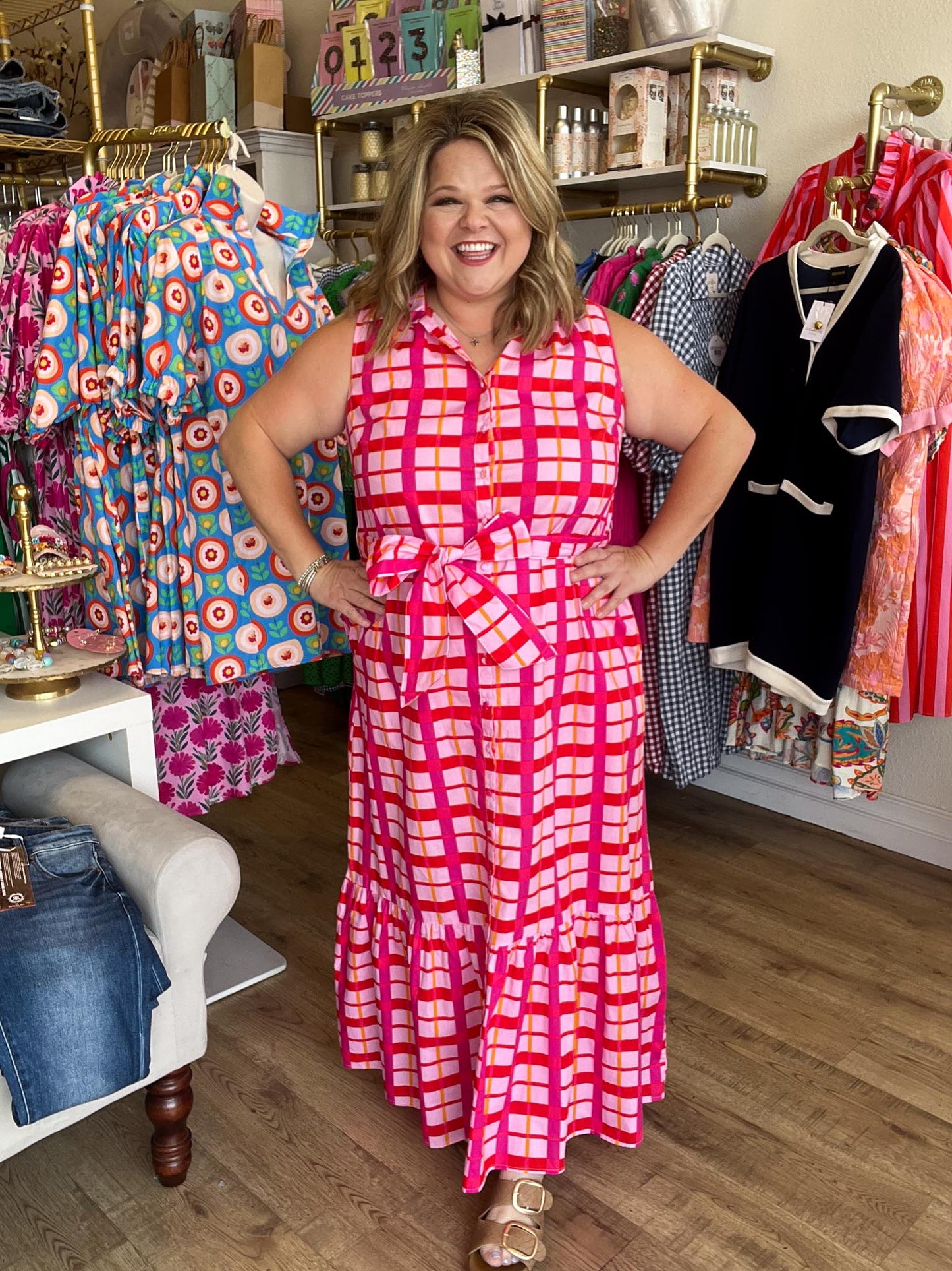 Endless Summer Plus-Size Checkered Maxi Dress
