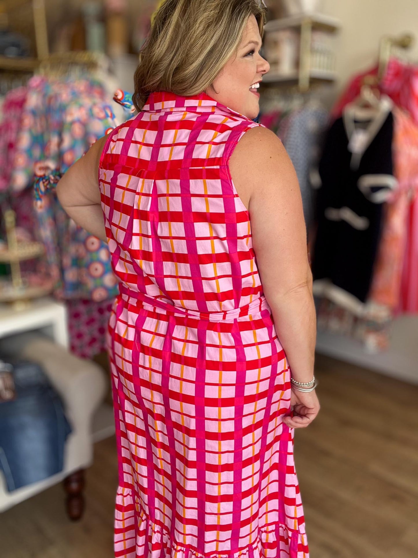 Endless Summer Plus-Size Checkered Maxi Dress