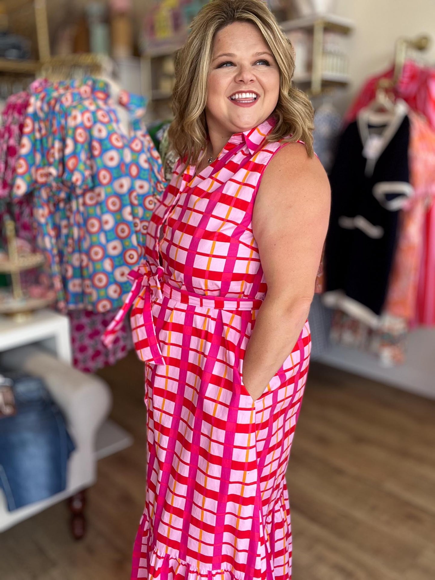 Endless Summer Plus-Size Checkered Maxi Dress