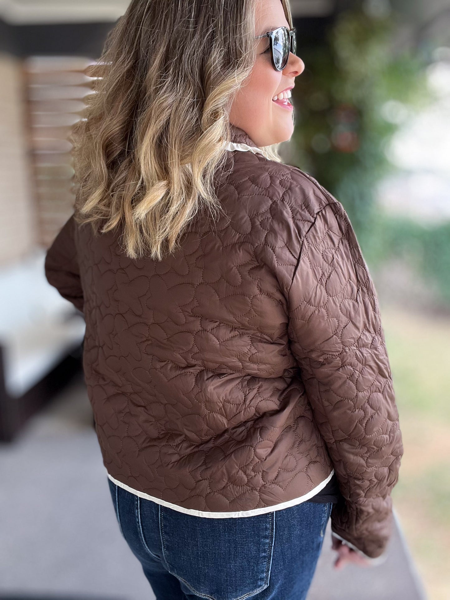 Espresso Martini Curvy Cropped Quilted Jacket