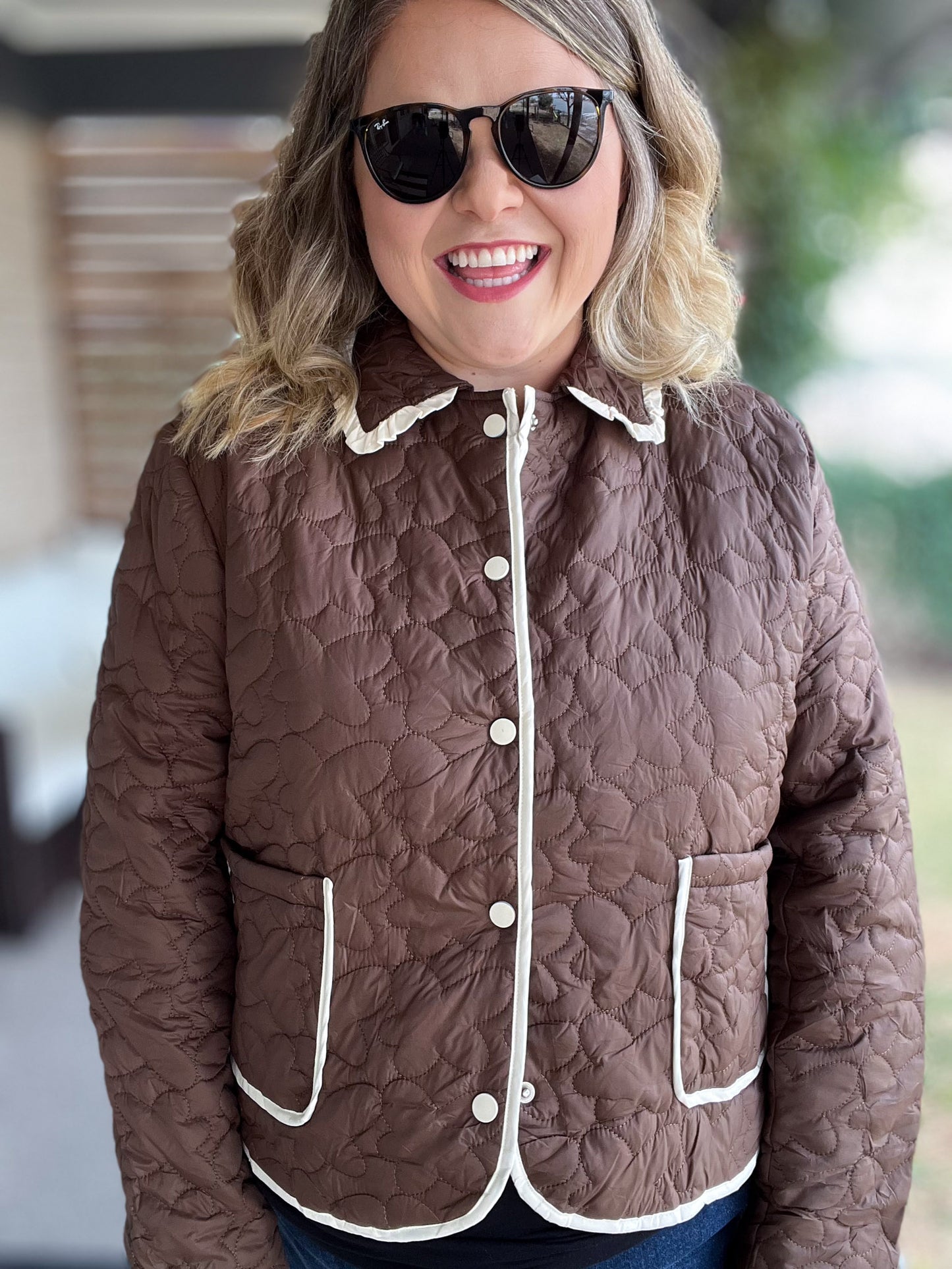 Espresso Martini Curvy Cropped Quilted Jacket