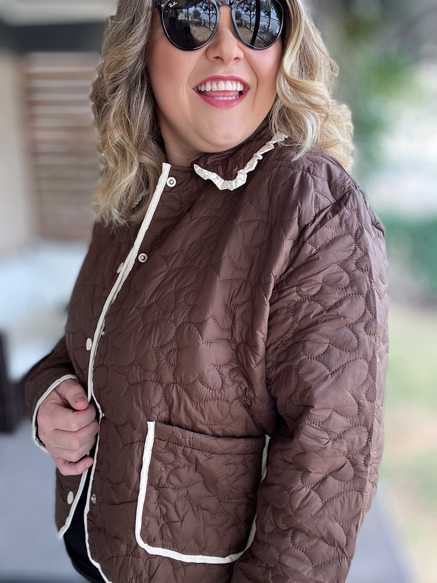 Espresso Martini Curvy Cropped Quilted Jacket