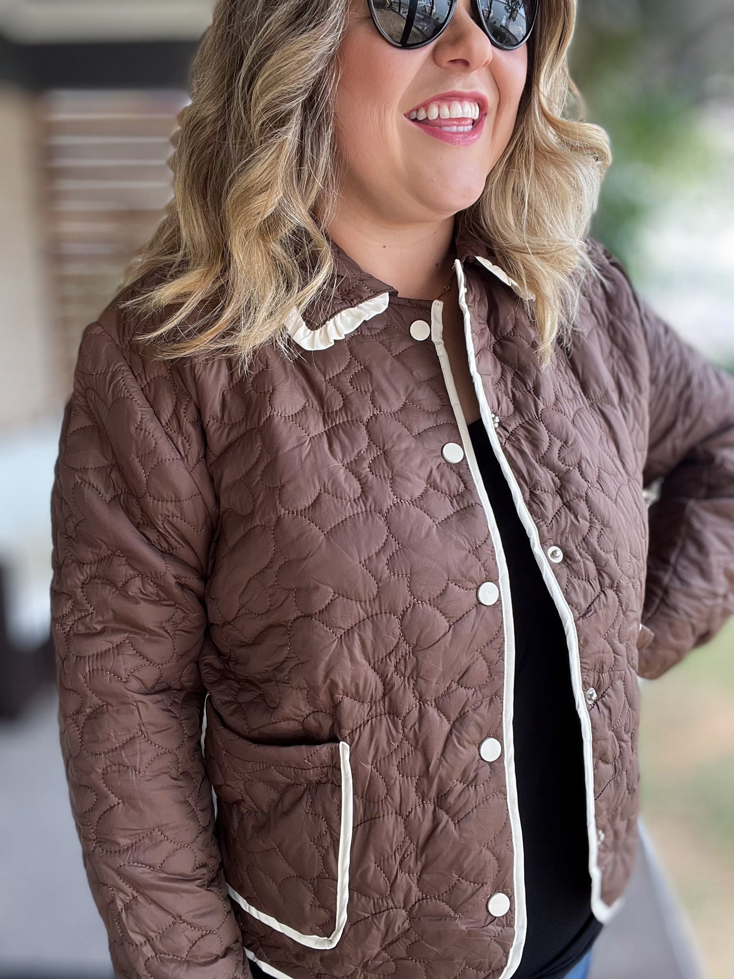 Espresso Martini Curvy Cropped Quilted Jacket