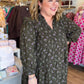 Evergreen Meadow Curvy Olive Floral Tiered Mini Dress