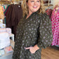 Evergreen Meadow Curvy Olive Floral Tiered Mini Dress