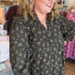 Evergreen Meadow Curvy Olive Floral Tiered Mini Dress