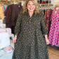 Evergreen Meadow Curvy Olive Floral Tiered Mini Dress