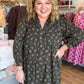 Evergreen Meadow Curvy Olive Floral Tiered Mini Dress