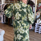 Evergreen Romance Curvy Olive Floral Midi Dress
