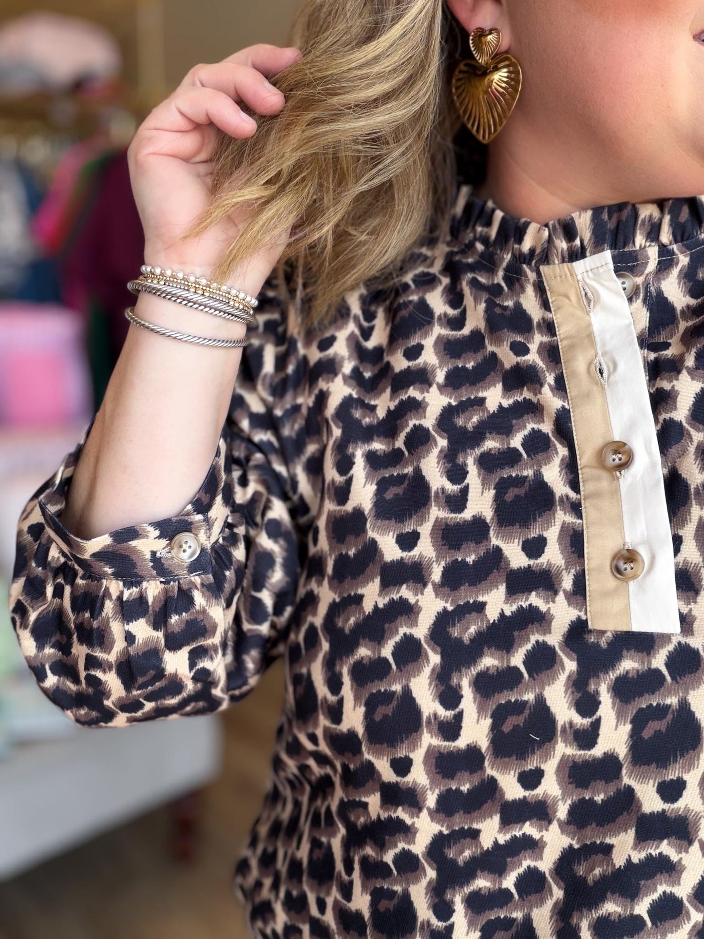 Fall Fierce Plus-Size Leopard Dress With Contrast Trim