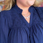 Fall's Favorite Blue Curvy Navy Smocked Top