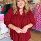 Fall's Favorite Crimson Curvy Smocked Top