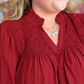 Fall's Favorite Crimson Curvy Smocked Top