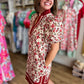 Falling for Florals Rust Contrast Trim Dress