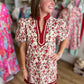 Falling for Florals Rust Contrast Trim Dress