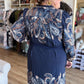 Feather & Finch Curvy Navy Abstract Midi Dress