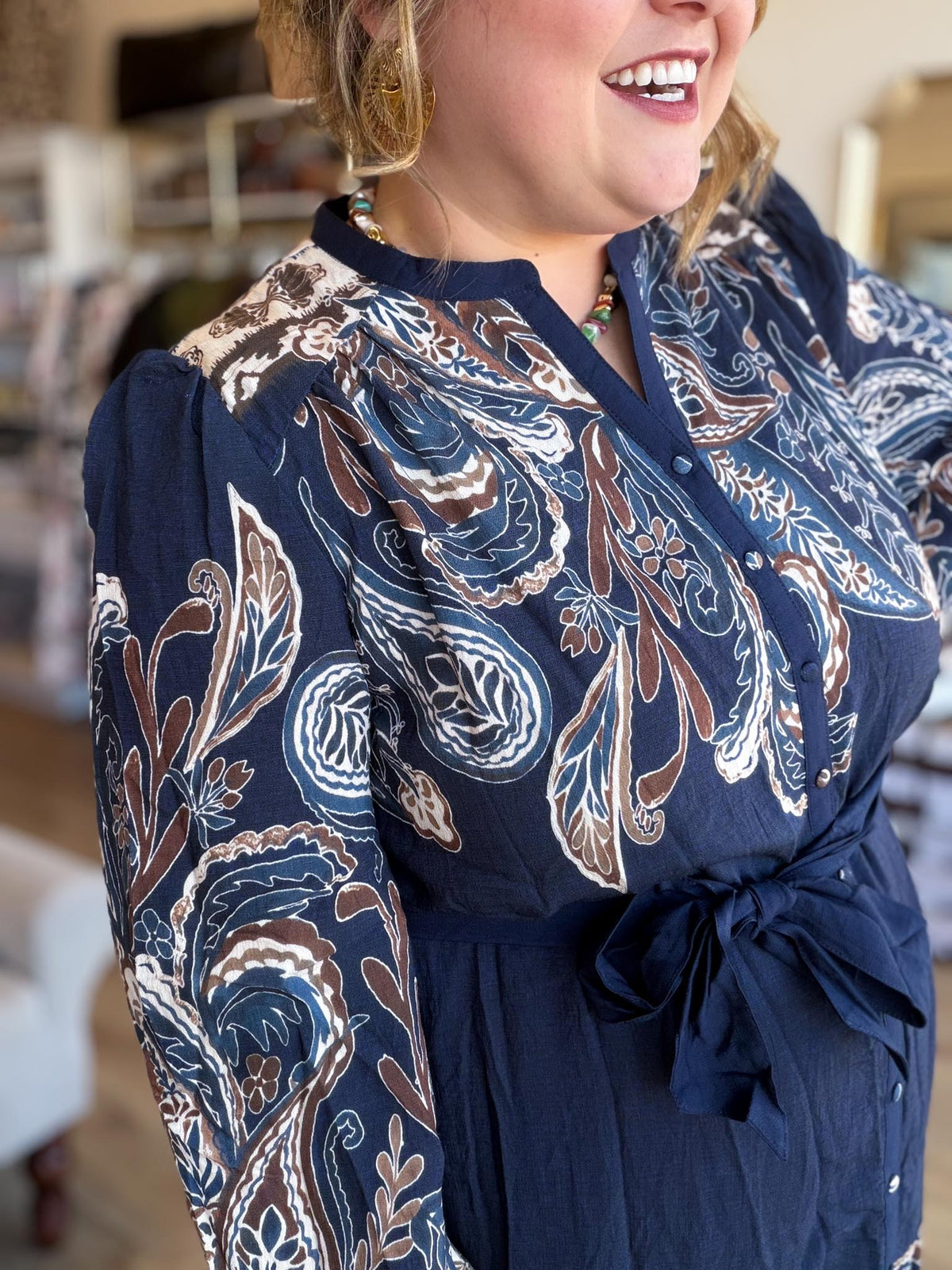 Feather & Finch Curvy Navy Abstract Midi Dress