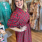 Festive Tartan Curvy Plaid Bow Midi Dress