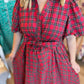 Festive Tartan Curvy Plaid Bow Midi Dress