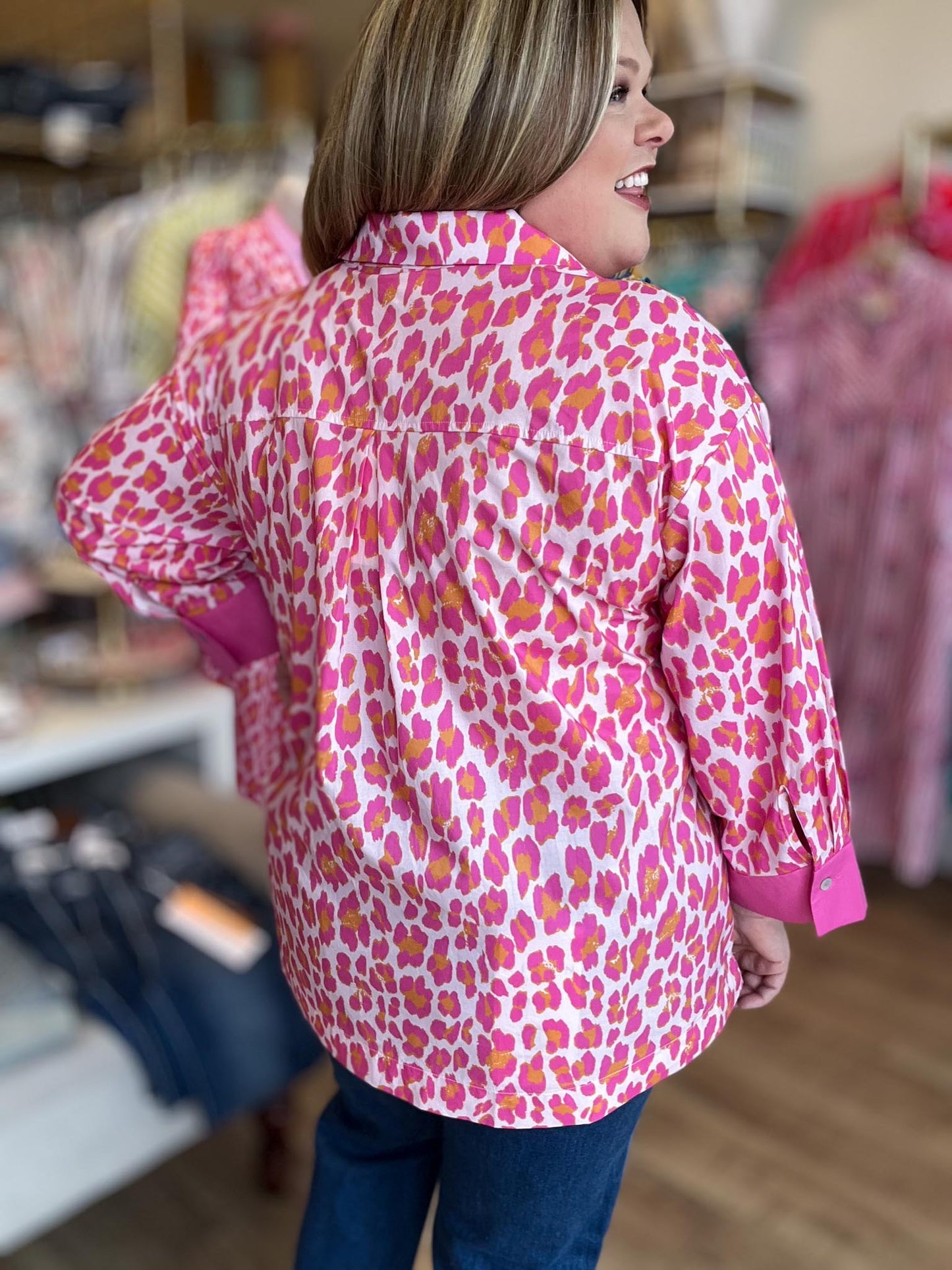 Fierce & Flirty Curvy Pink Leopard Top
