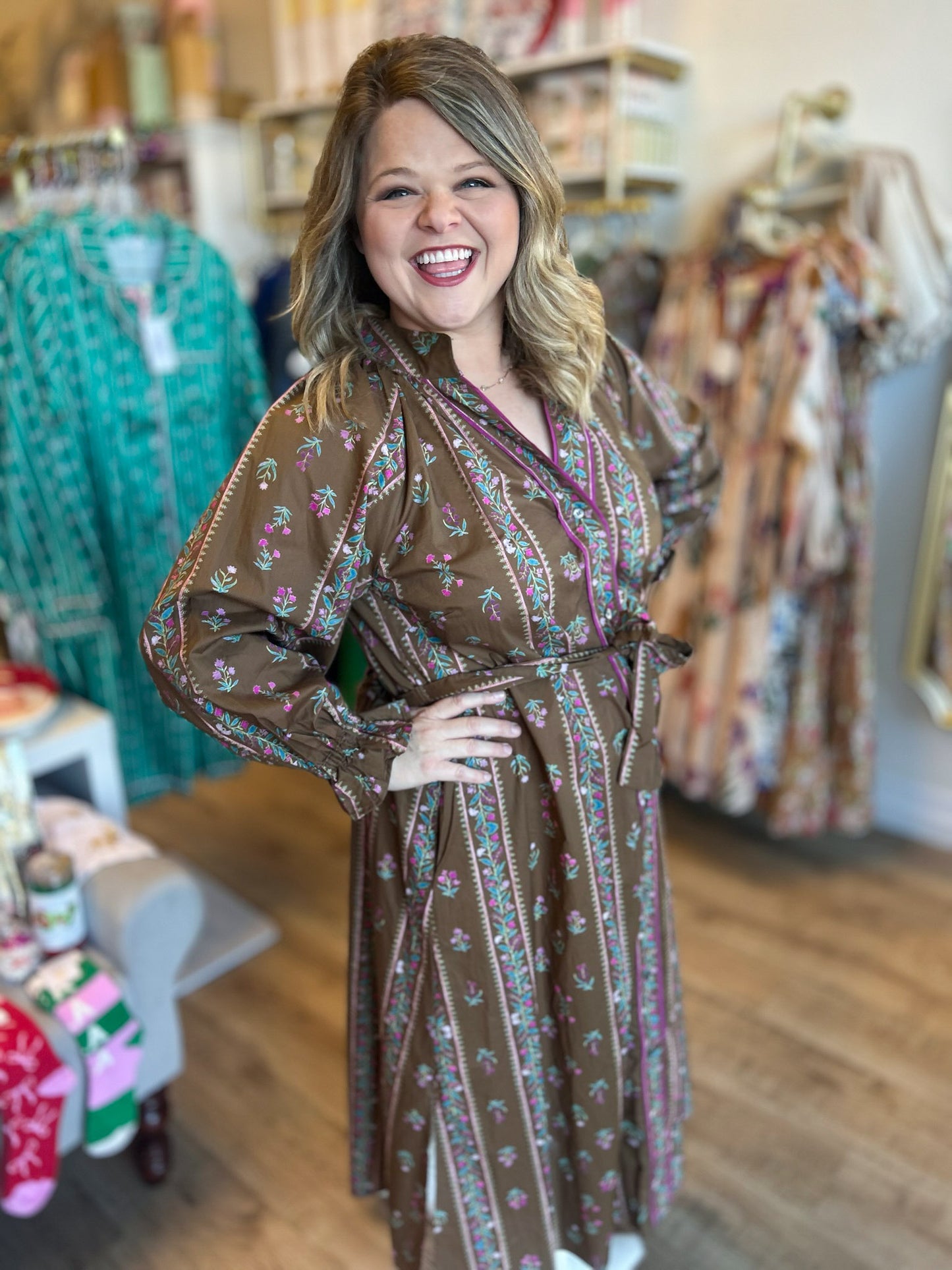 Flora Rustica Brown Floral Midi Dress