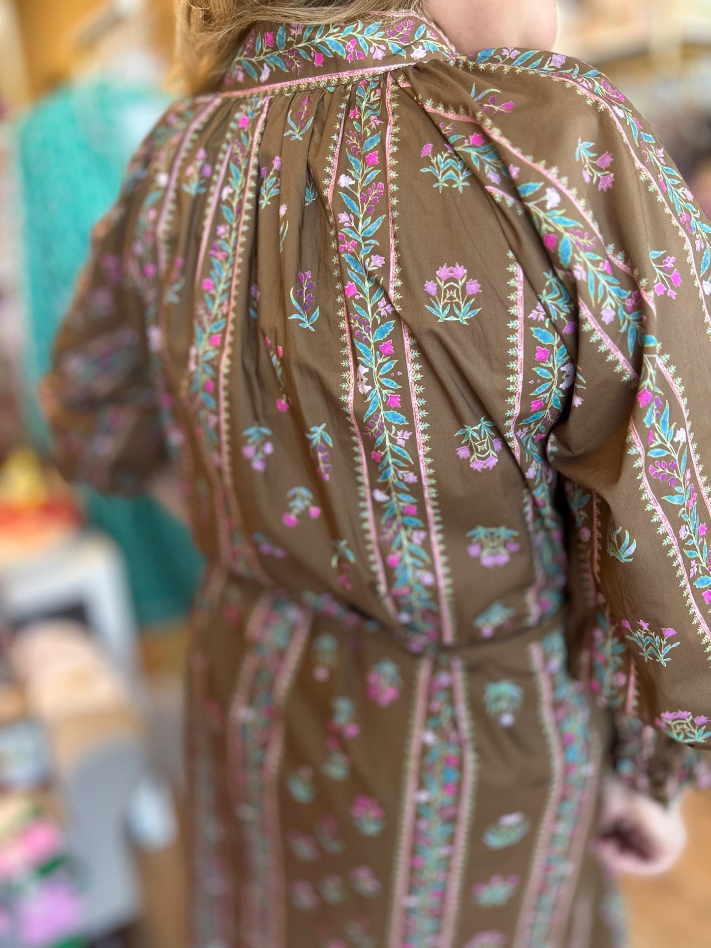 Flora Rustica Brown Floral Midi Dress