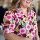 Floral Femininity Curvy Multicolor Floral Blouse
