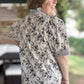 Floral Frenzy Curvy Black & White Floral Top