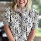 Floral Frenzy Curvy Black & White Floral Top