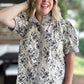 Floral Frenzy Curvy Black & White Floral Top