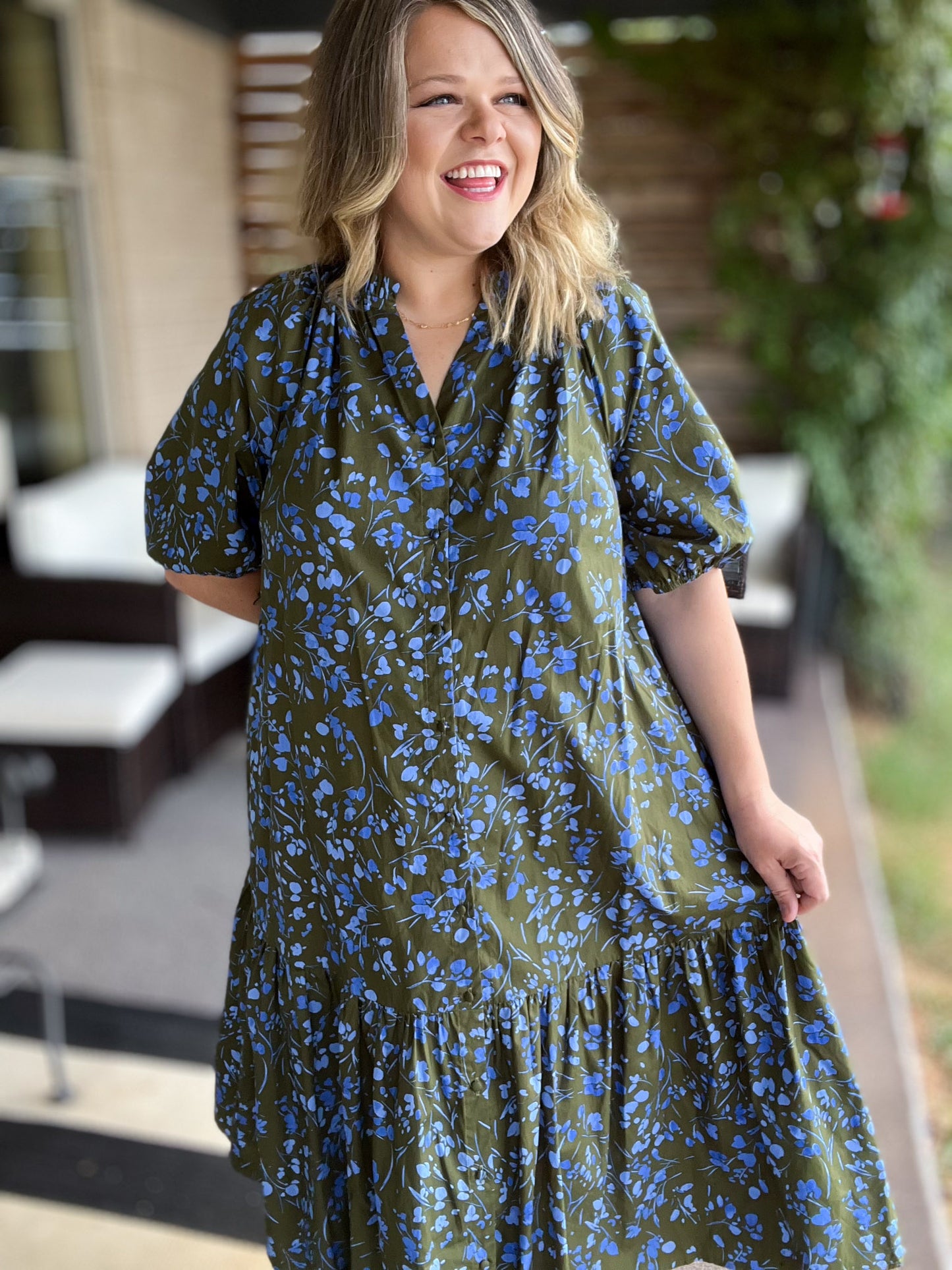 Flourish in Fall Plus-Size Floral Midi Dress