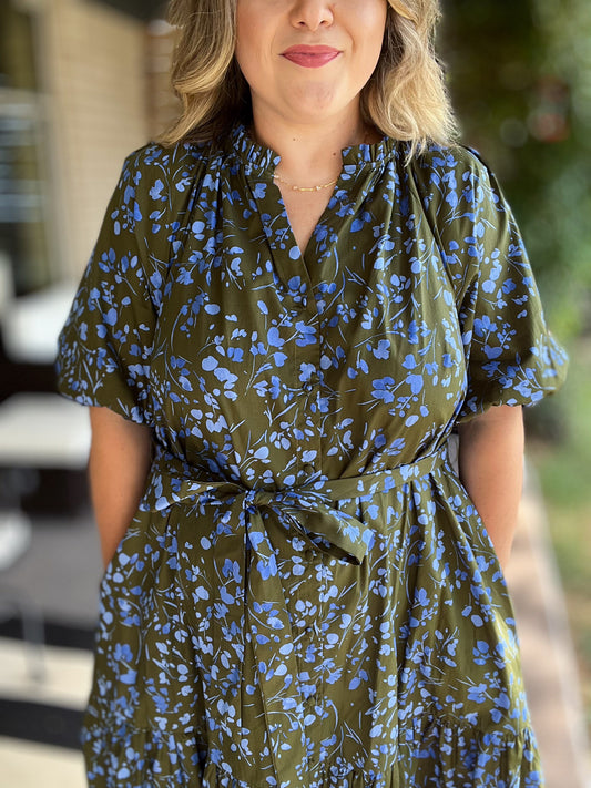Flourish in Fall Plus-Size Floral Midi Dress