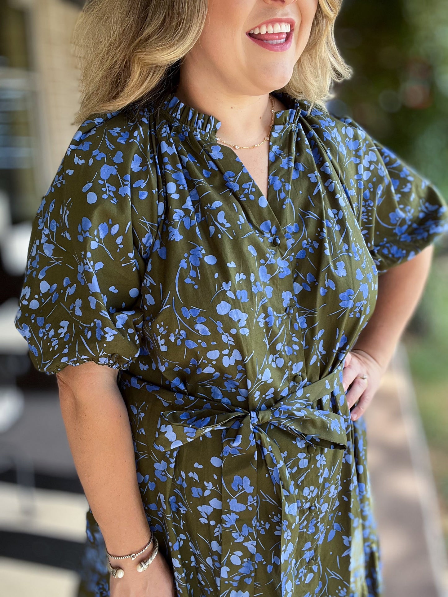 Flourish in Fall Plus-Size Floral Midi Dress