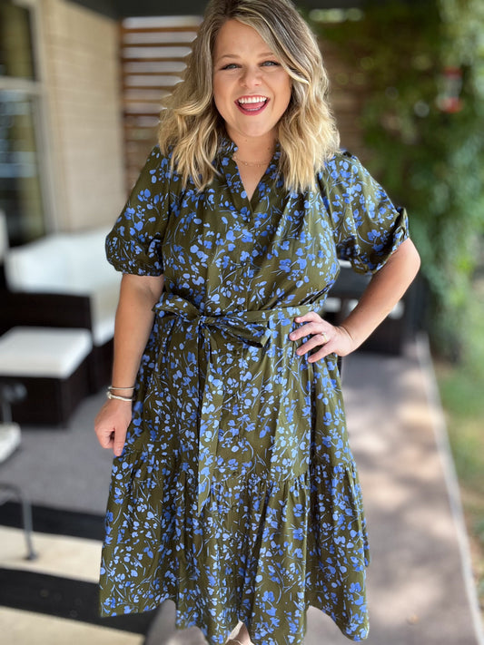 Flourish in Fall Plus-Size Floral Midi Dress