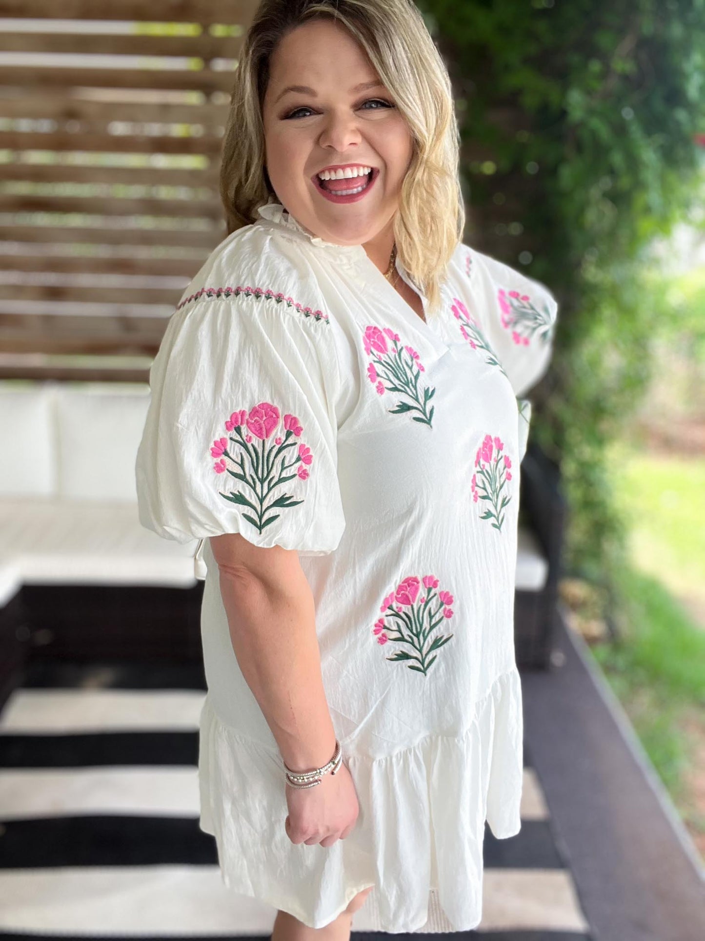 Folklorico Frills Curvy White Embroidered Dress