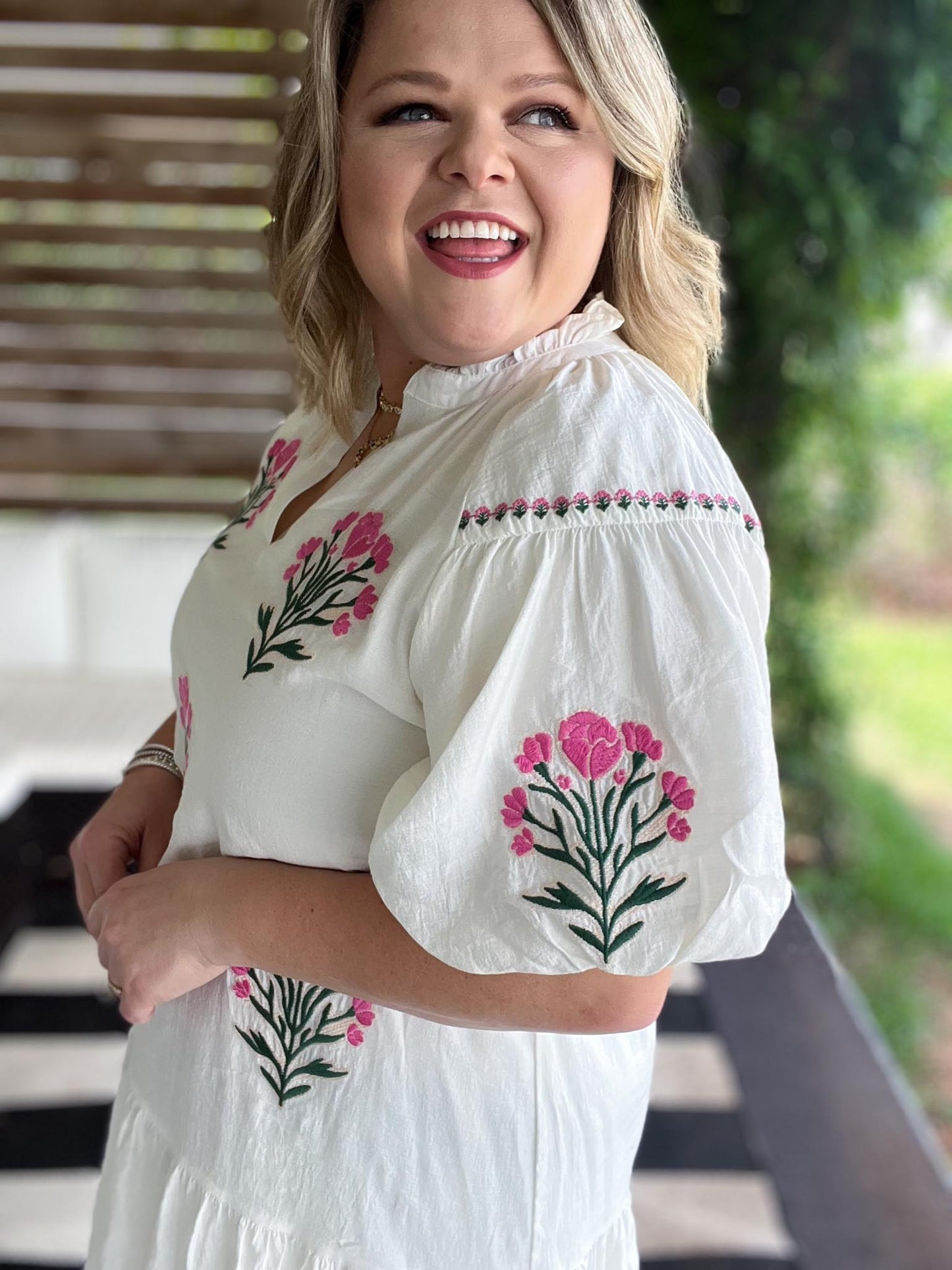 Folklorico Frills Curvy White Embroidered Dress